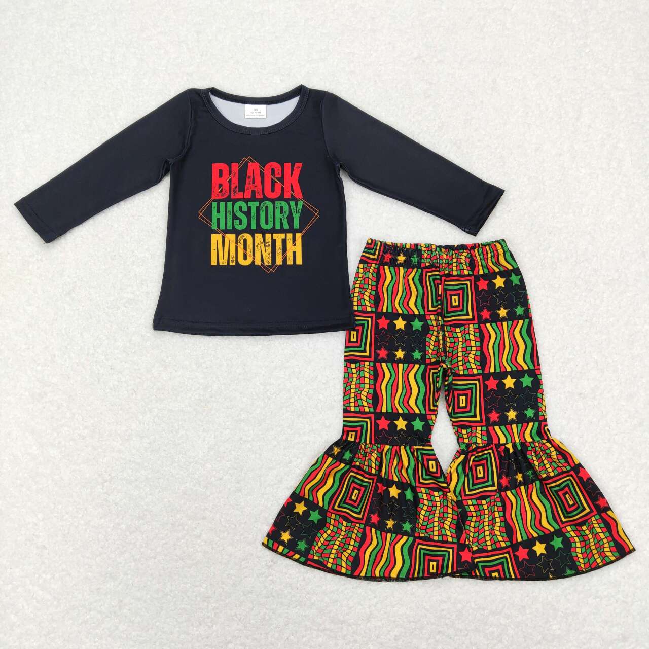 GLP1129 Black History Month Girls Long Sleeve Bell Bottom Pants Outfits