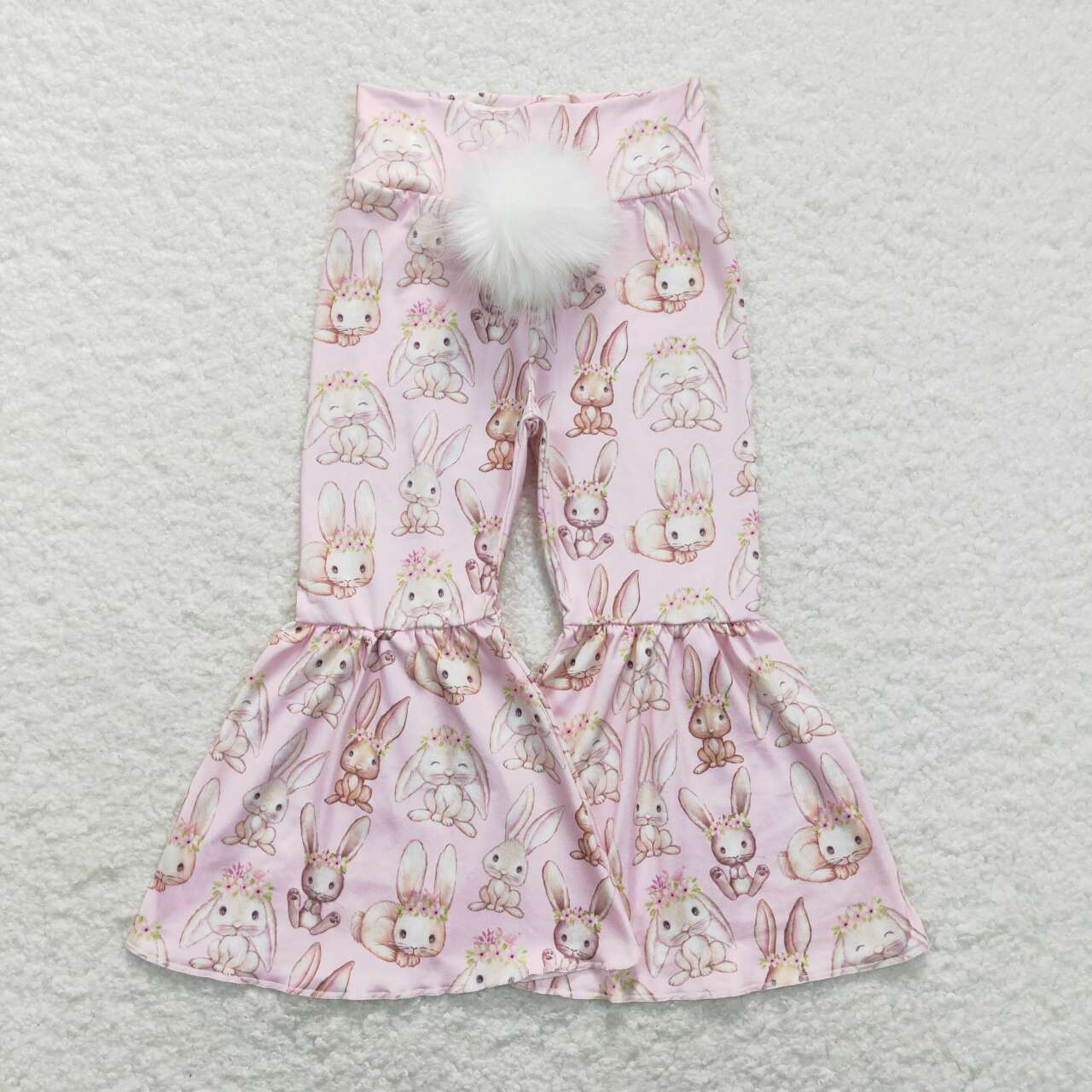 P0387 Easter Pink Rabbit Baby Girls Long Pants