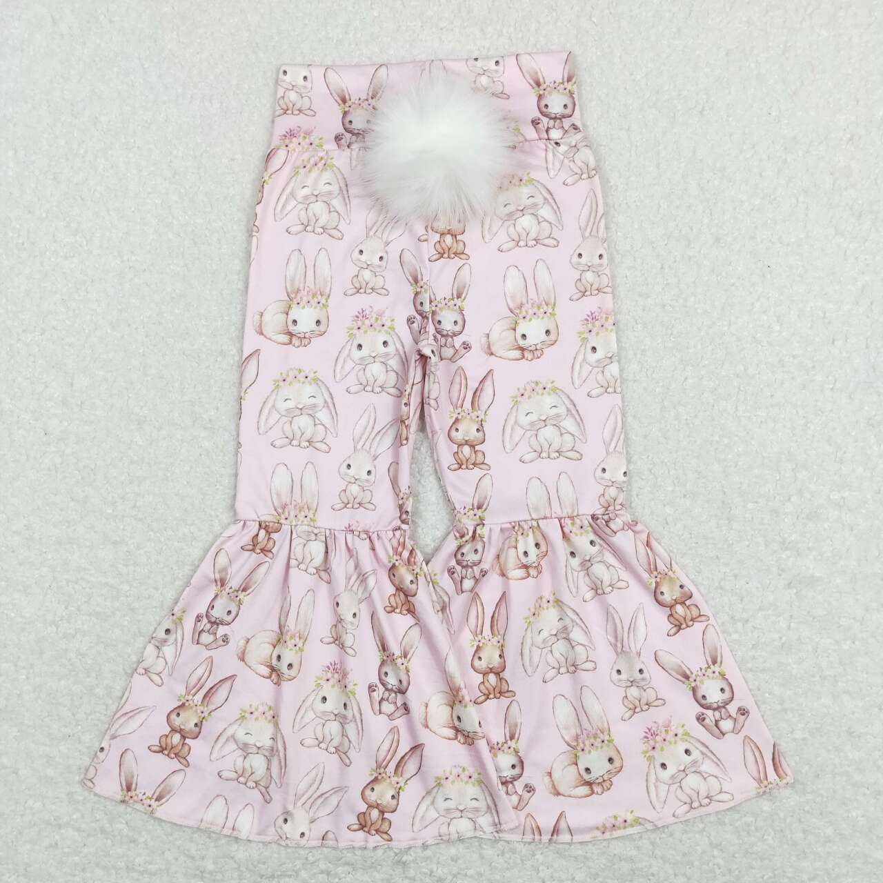 P0387 Easter Pink Rabbit Baby Girls Long Pants