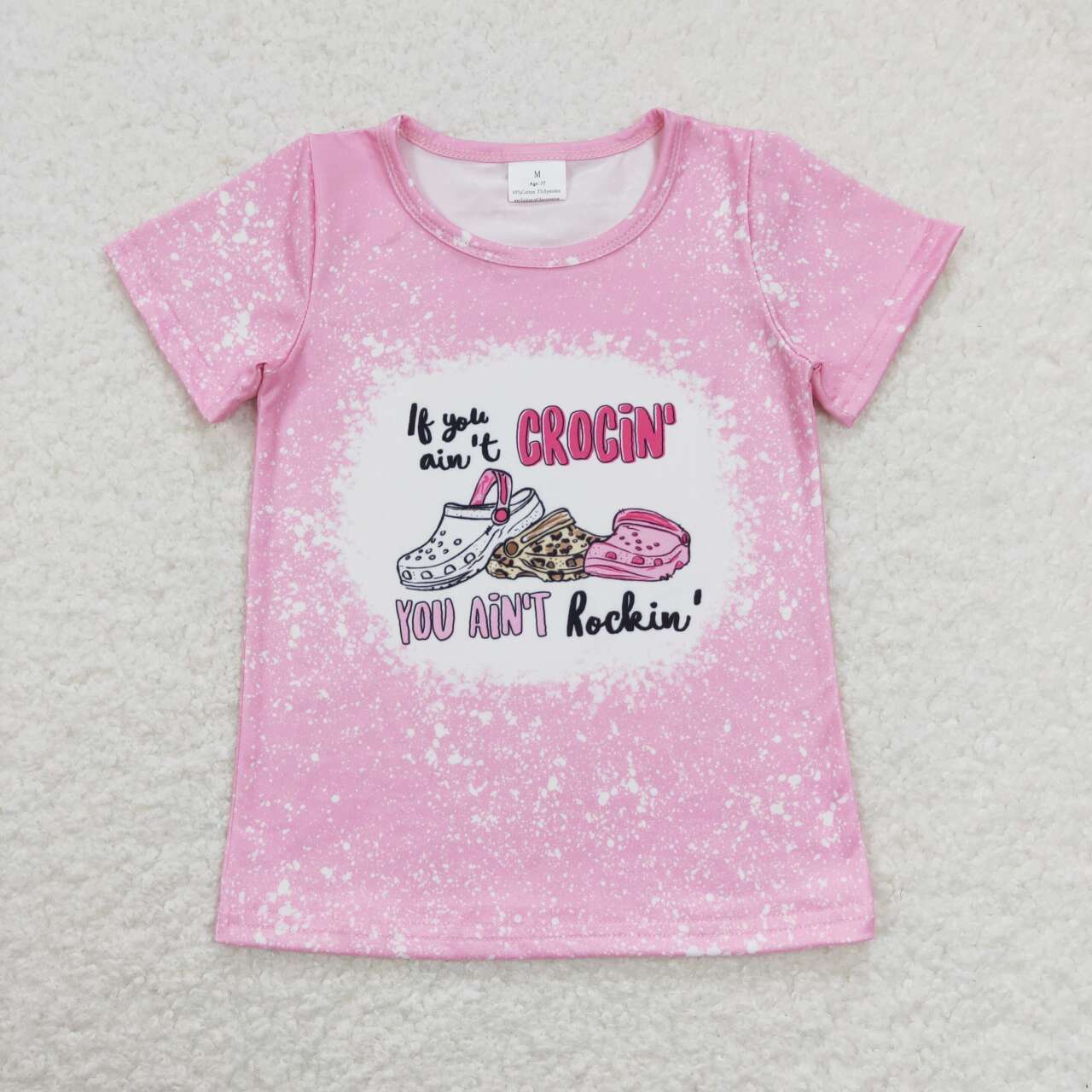 GT0443 Rockin crocin pink Girls Short Sleeve Top T-shirts