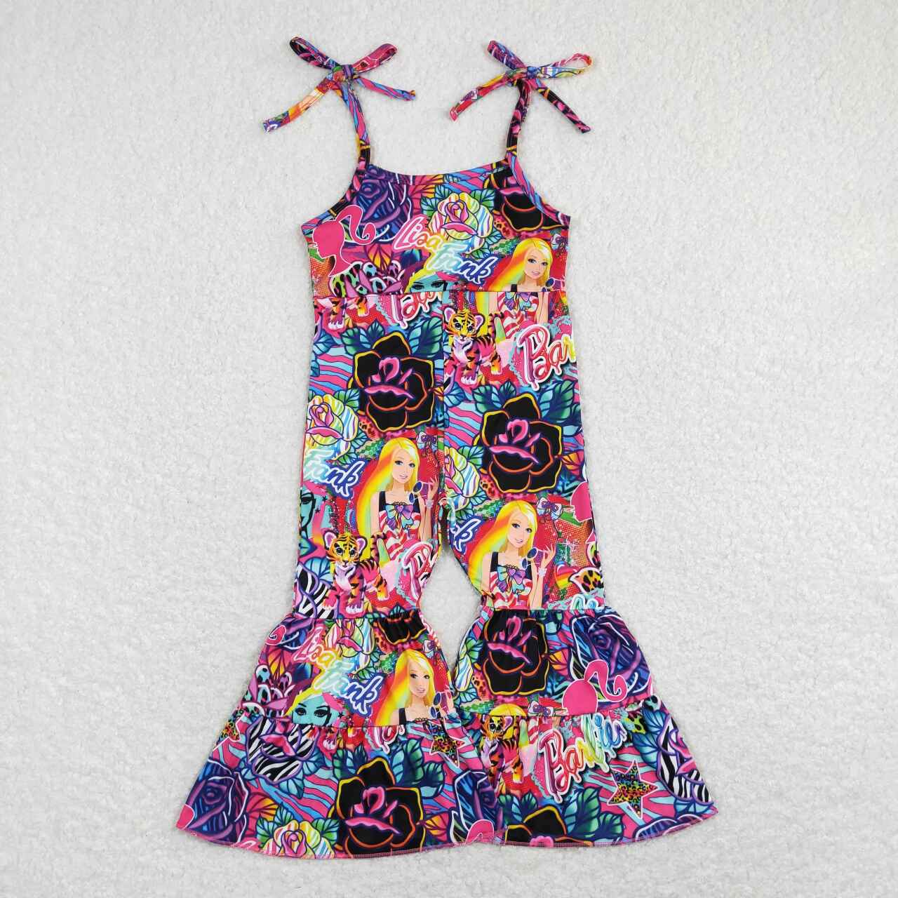 SR0886 Purple B Cartoon Girls Sleeveless Jumpsuit Overall Pants