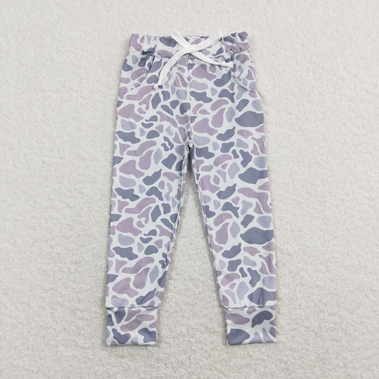 P0420 Blue Grey Leoaprd Girls Legging Long Pants Bell Bottom