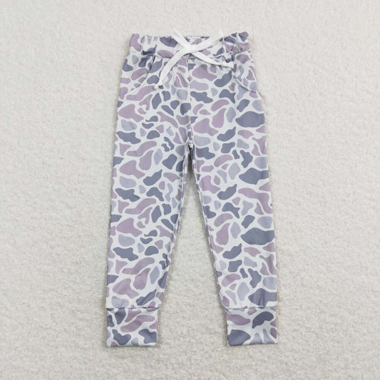 P0420 Blue Grey Leoaprd    Girls Legging Long Pants Bell Bottom