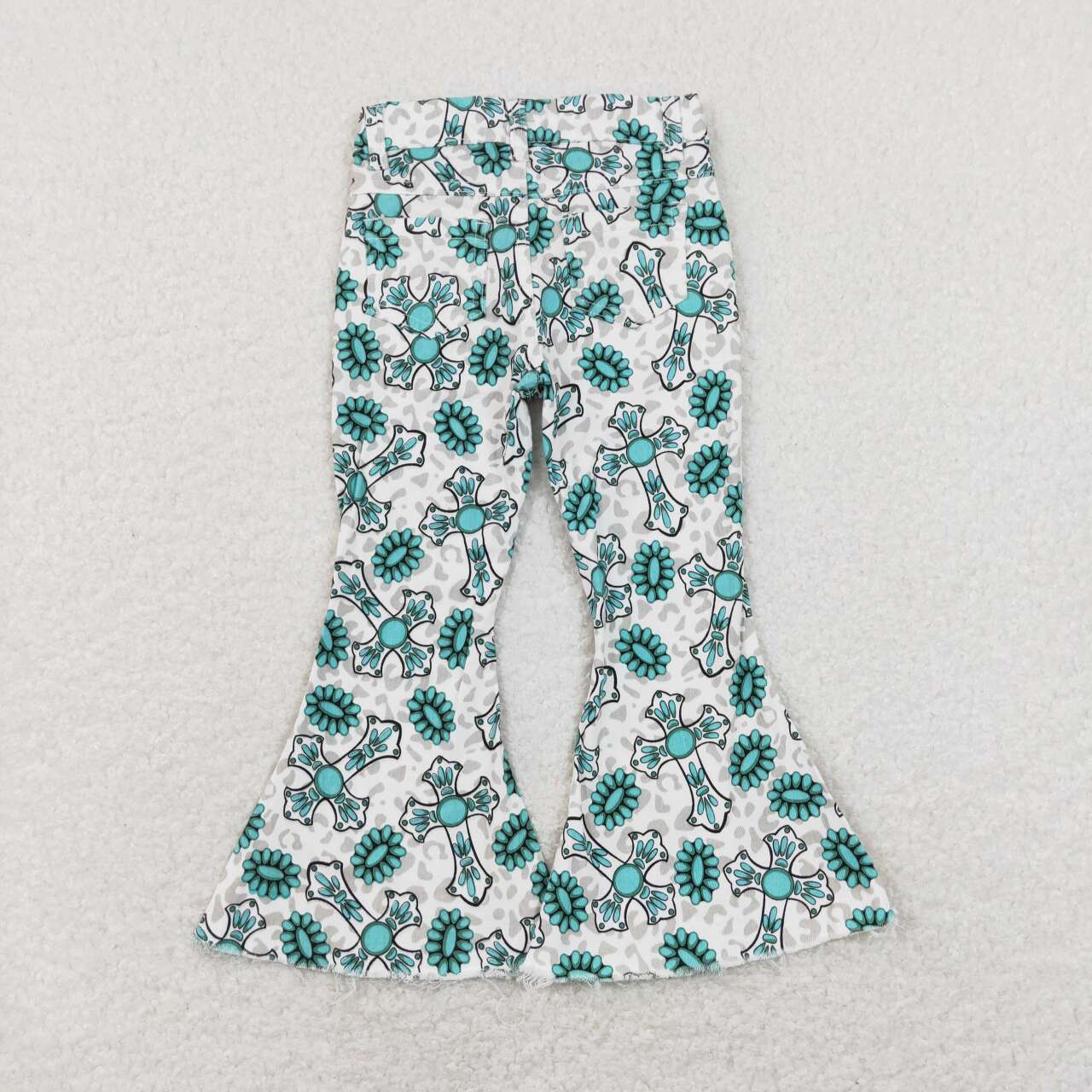P0414 Green Blue Western Girls Denim Jeans