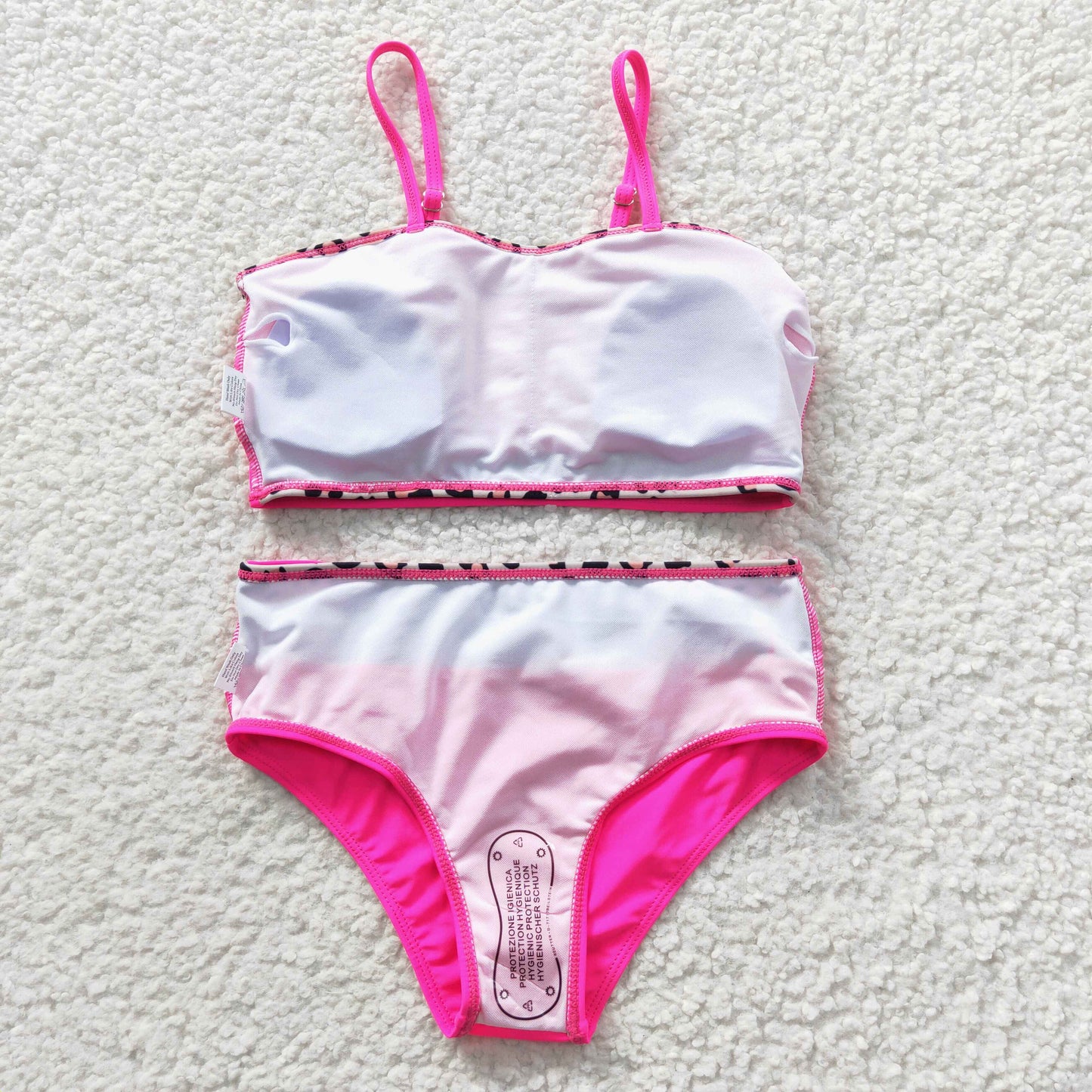 S0138 Pink Leopard Girls Swimming Bathing Suits Swimsuits