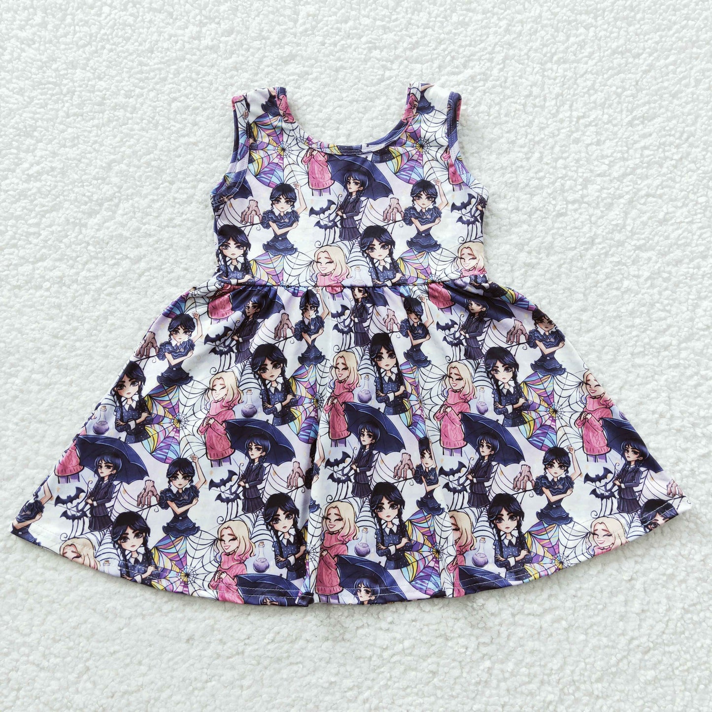 promotion RTS GSD0335 Purple Cartoon Wed Girls Short Sleeve Dresses