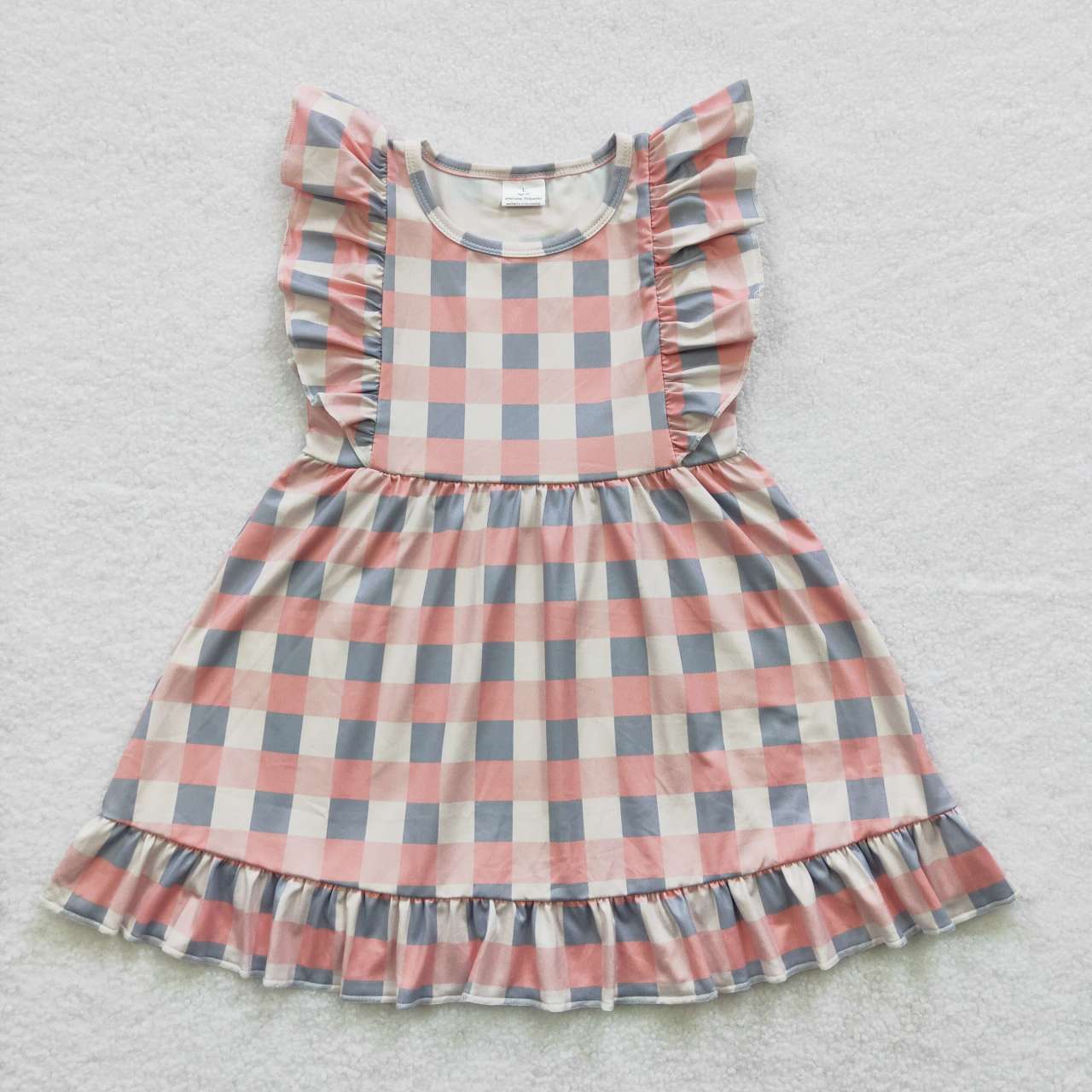 GSD0364 Pink Plaid Girls Short Sleeve Dresses