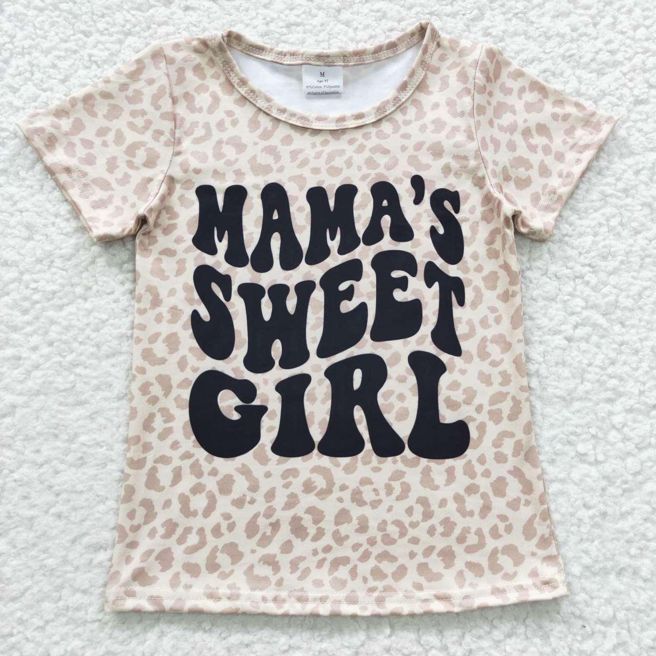 GT0185 Mama Sweet Girl leopard Girls Short Sleeve Top T-shirts