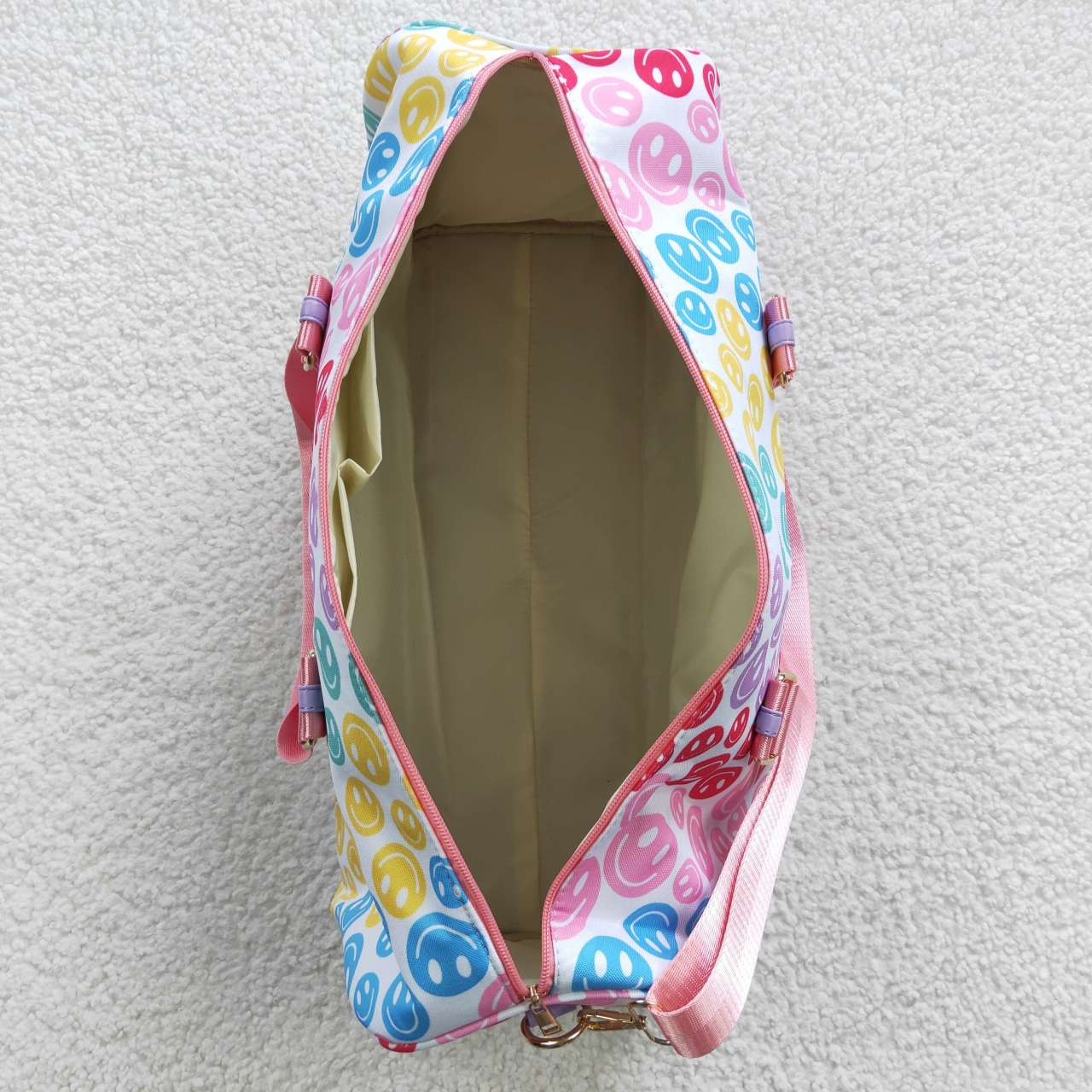 BA0068 Pink Emoji Smile Print Little Bag Bagpack 8.27*20.08*11.02 inches
