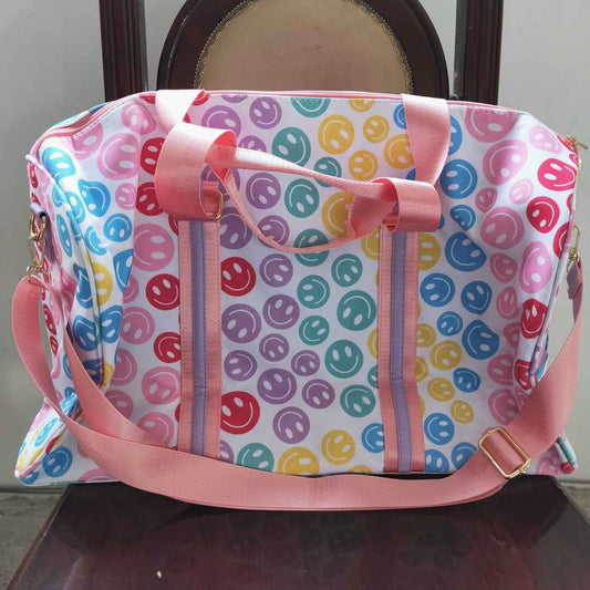 BA0068 Pink Emoji Smile Print Little Bag Bagpack 8.27*20.08*11.02 inches
