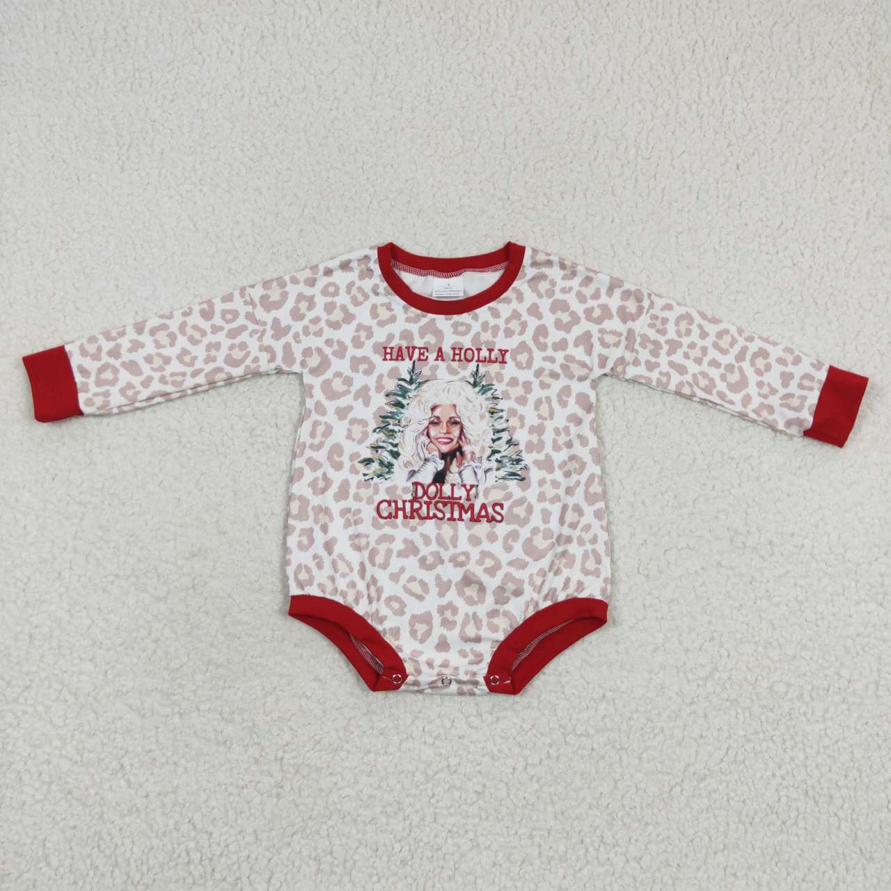 LR0283 Christmas Red Santa Cartoon Girls Long Sleeve Romper