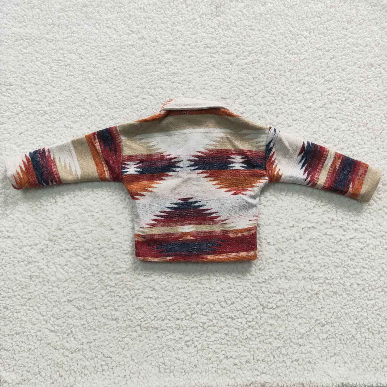 BT0252 Brown Jacket Boys Long Sleeve Top Collar Polo Pullover T-Shirts