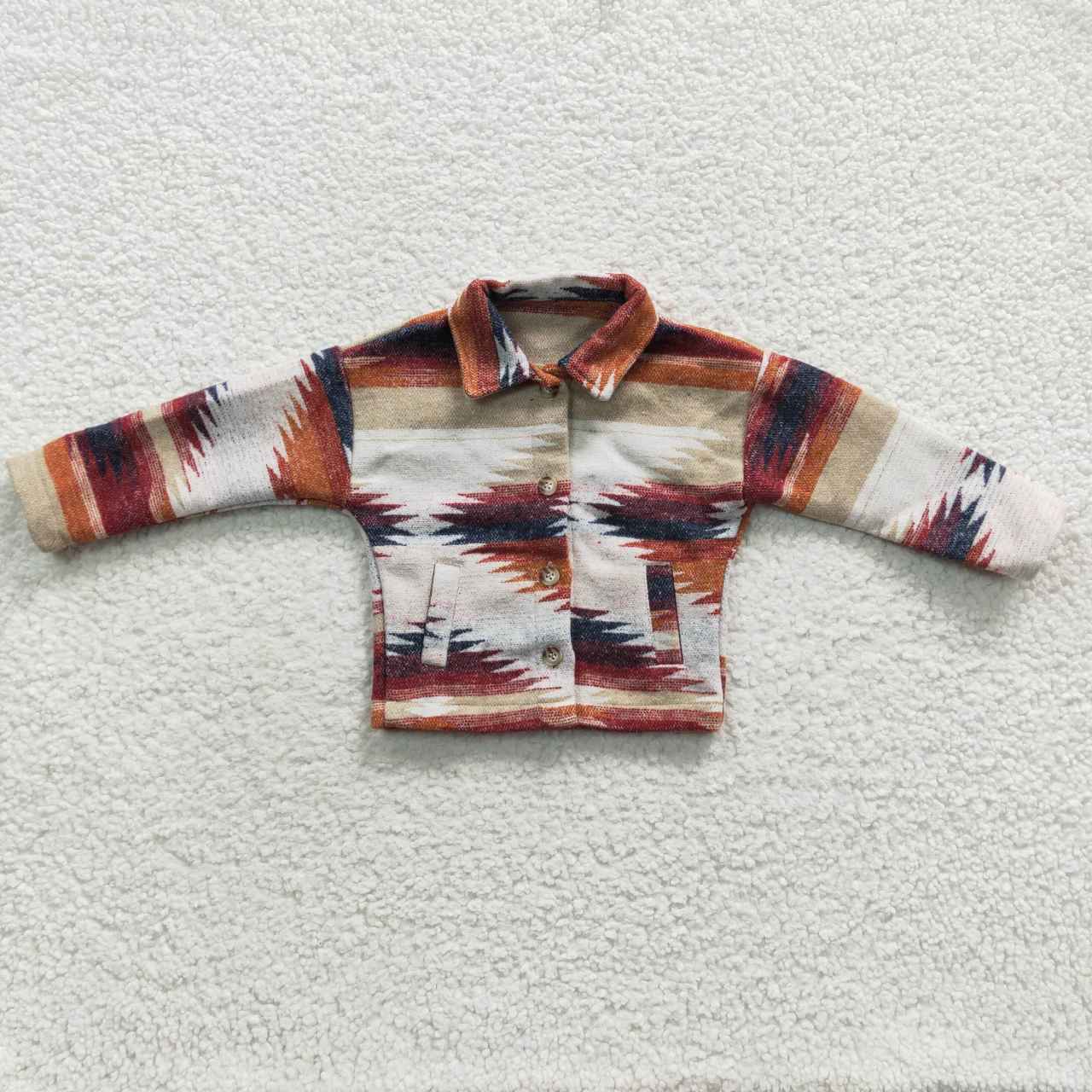 BT0252 Brown Jacket Boys Long Sleeve Top Collar Polo Pullover T-Shirts