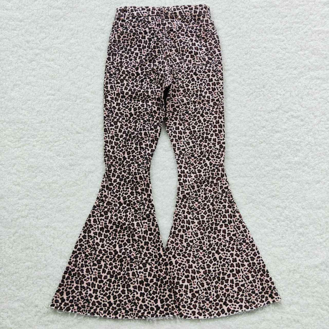 P0117 Adult Leopard Print Girls Bell Pants Denim Jeans