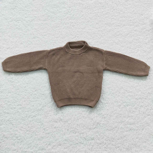 GT0229 Brown Girls Long Sleeve Sweater RTS US Local Warehouse Free Shipping Over $100
