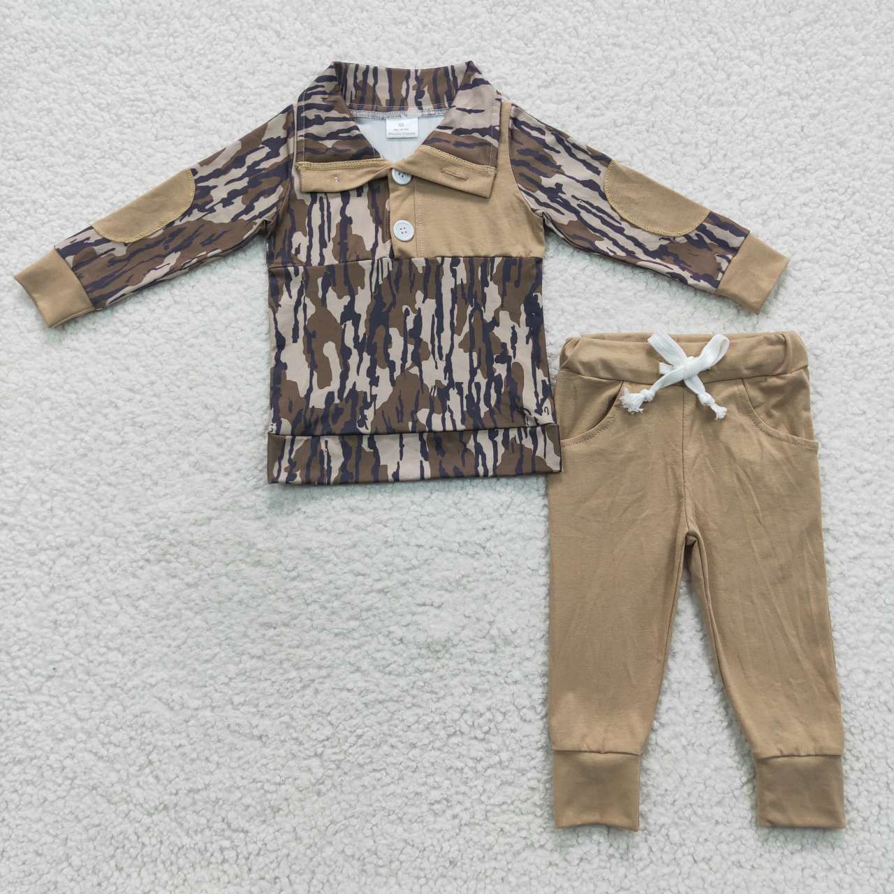 BLP0239 Brown Camo Boys Long Sleeve Pants Outfits