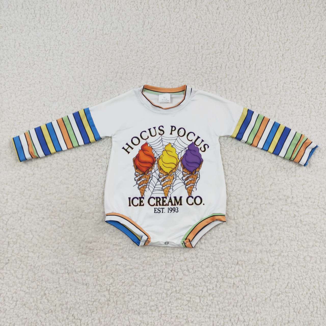 LR0497 Halloween Ice Cream Witch Cartoon Girls Long Sleeve Romper