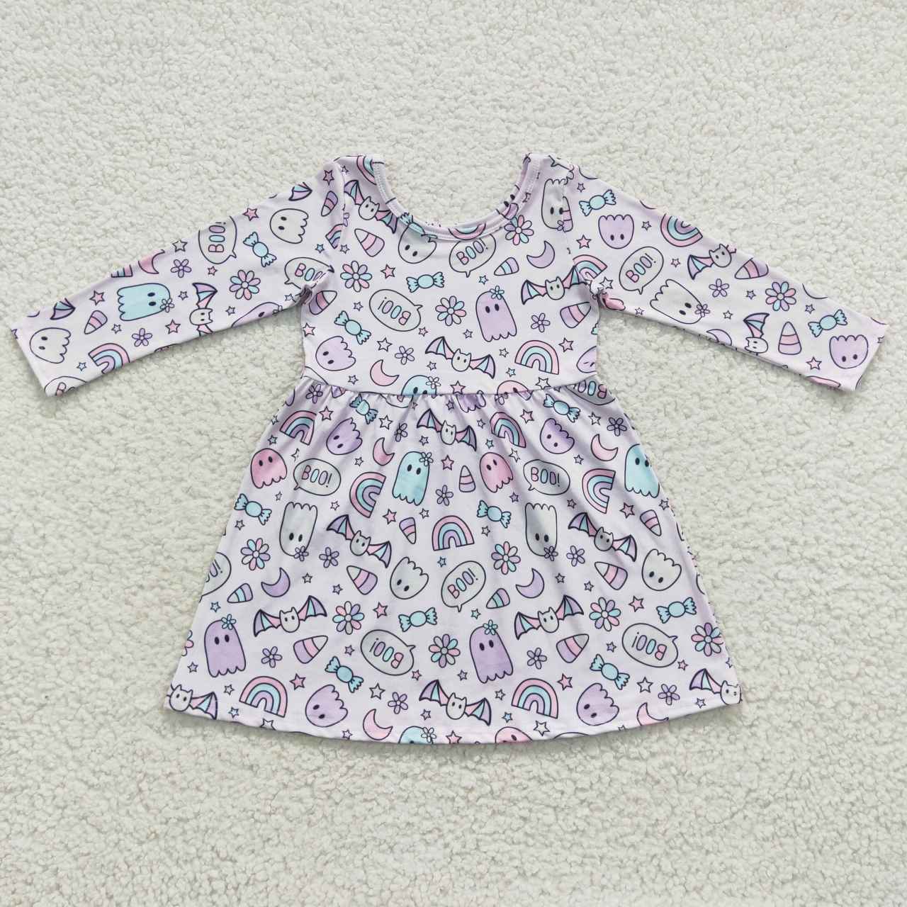 GLD0295 Purple Halloween Girls Long Sleeve Dresses