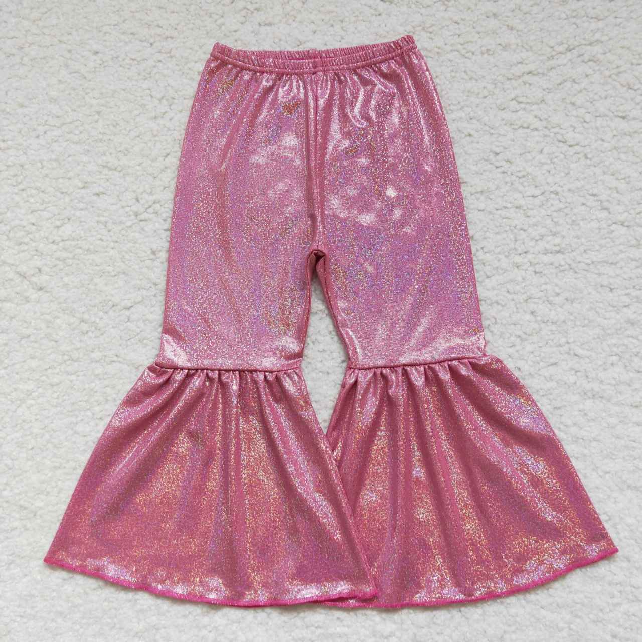 P0180 Pink Sequin Print Girls Long Pants