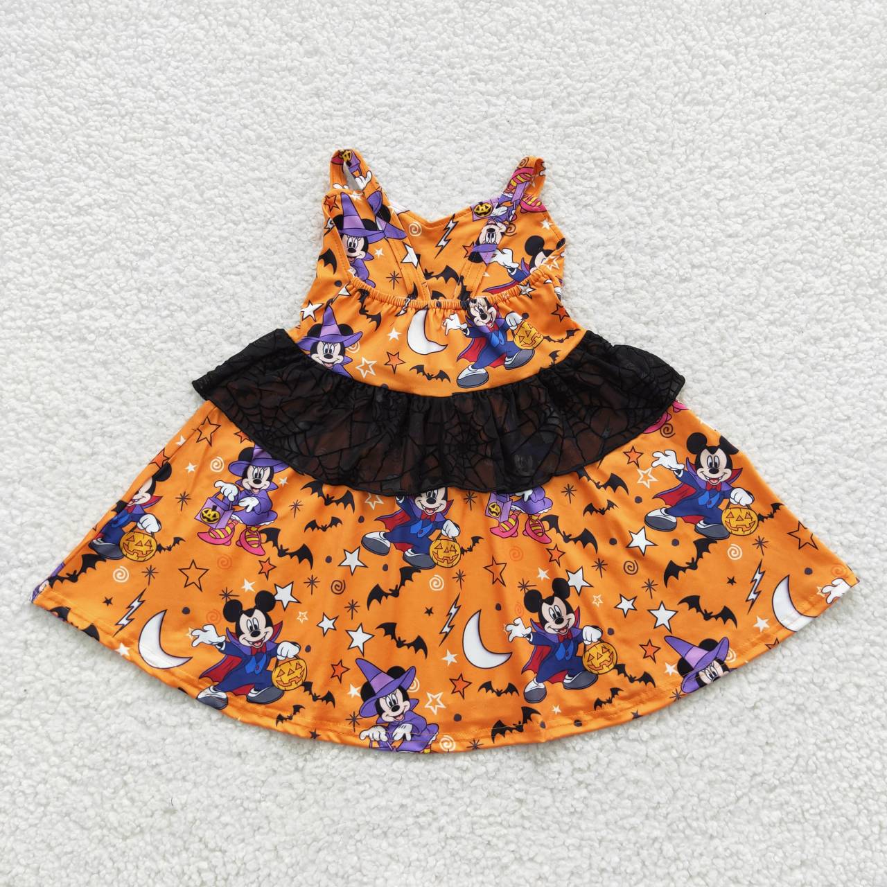 GSD0453 Halloween Pumpkin M Cartoon Girls Short Sleeve Dresses
