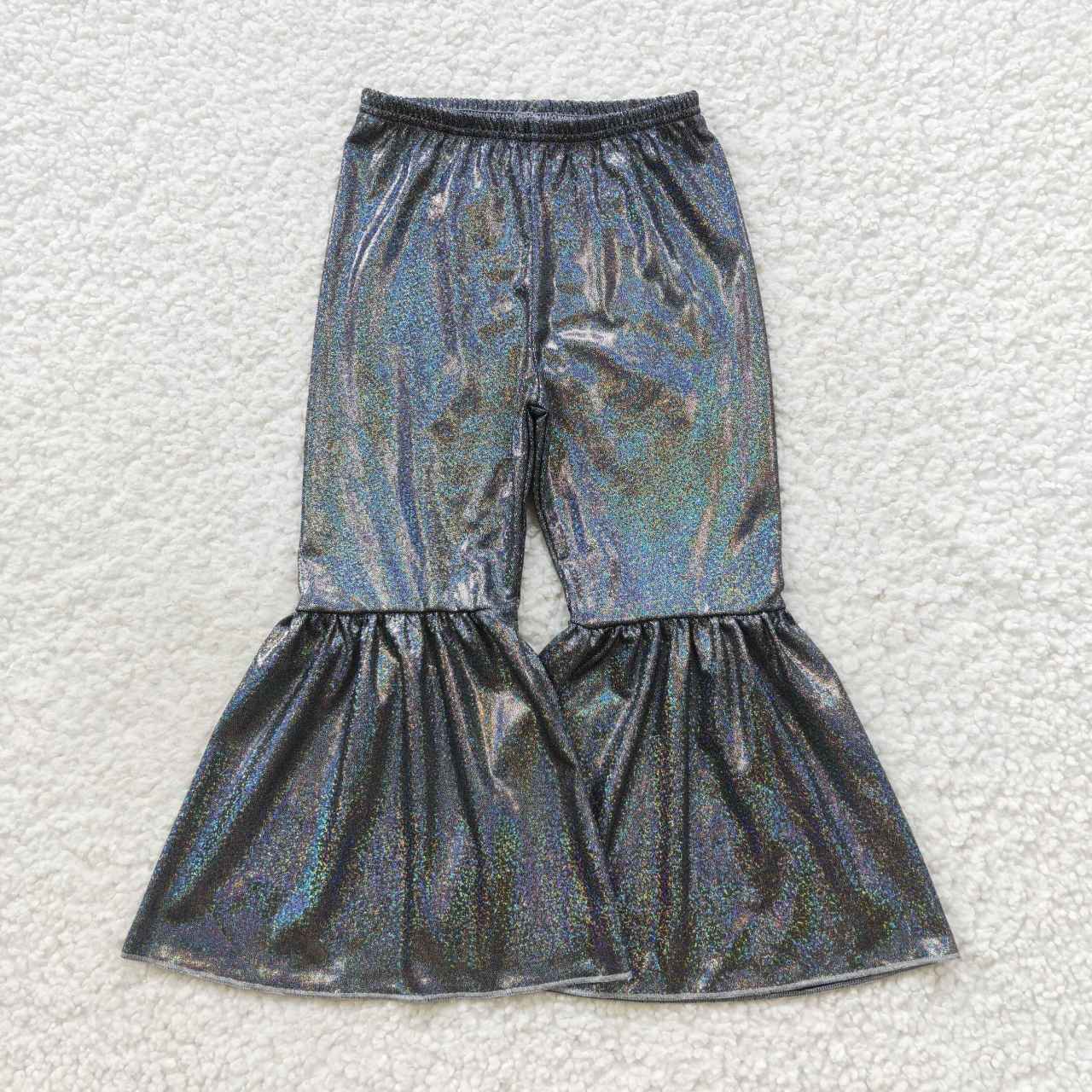 P0195 Black Sequin Print Girls Long Pants