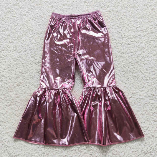 P0253 Pink Sequin Print Girls Long Pants