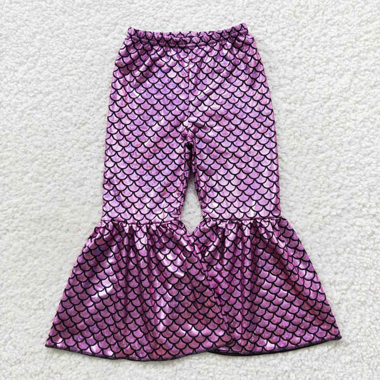 P0249 Scale Pink Sequin Print Girls Long Pants