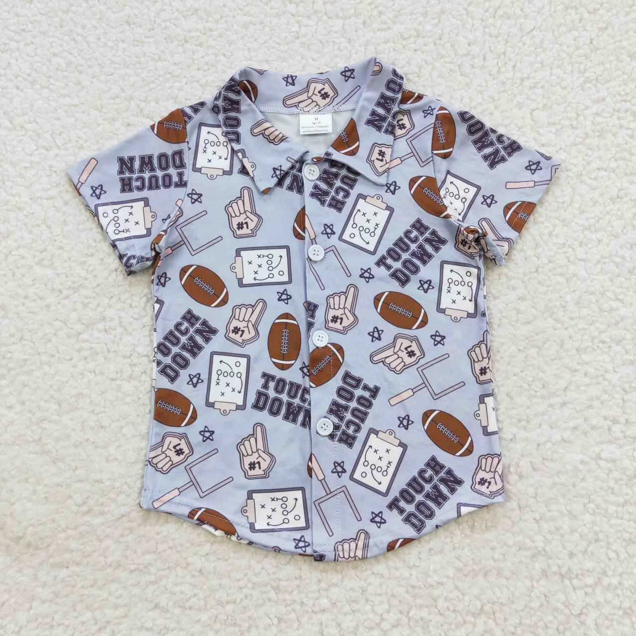 BT0270 Blue Touch Down Football Boys Short Sleeve Top Collar T-Shirts