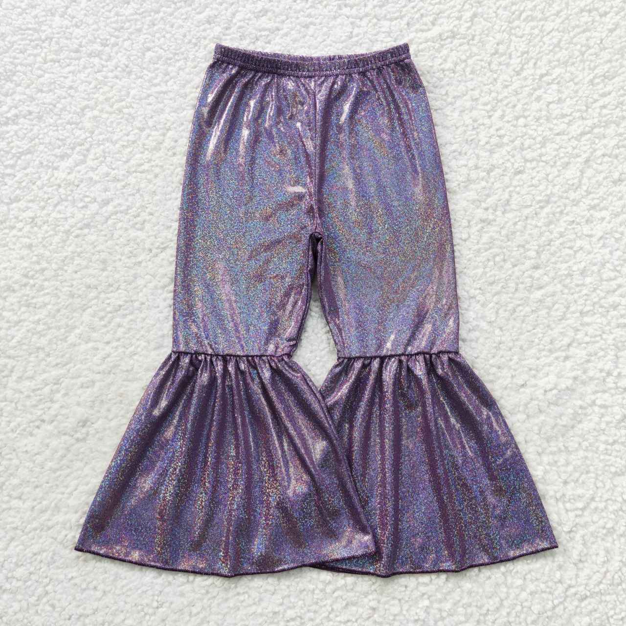 P0193 Purple Sequin Print Girls Long Pants