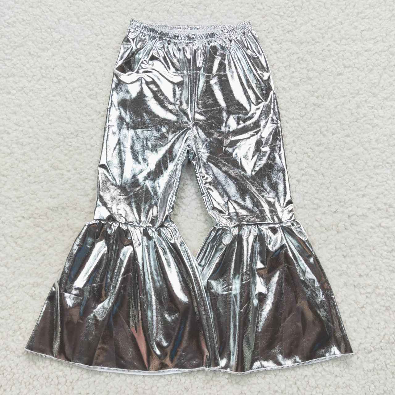 P0254 Grey Sequin Print Girls Long Pants