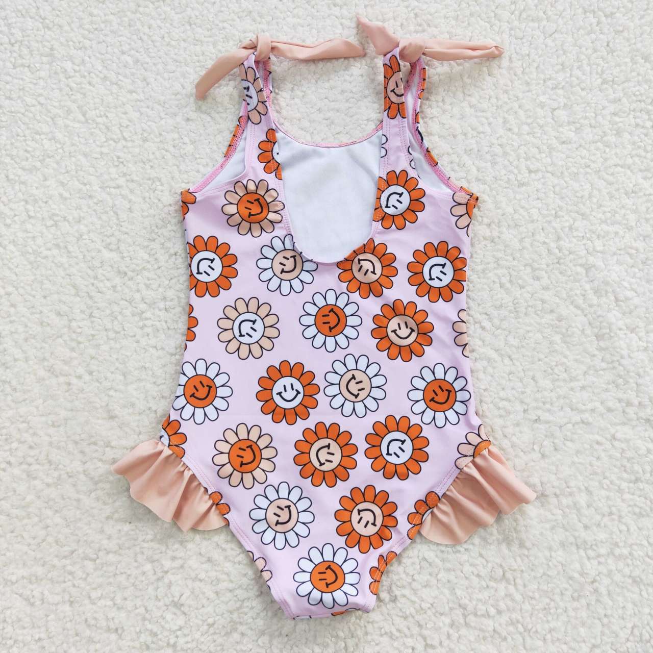 S0151 Pink Floral Girls Swimming Bathing Suits Swimsuits