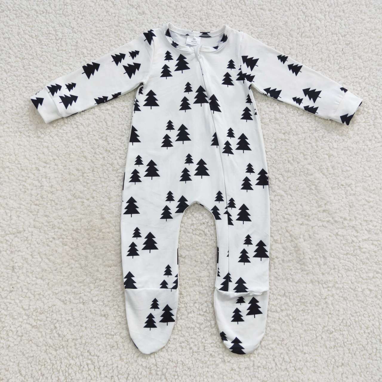 LR0552 Christmas Tree Zipper Girls Long Sleeve Romper