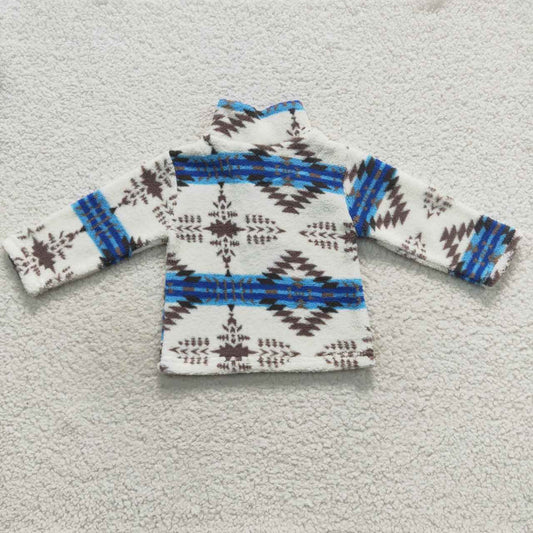 BT0354 Blue Girls Long Sleeve Top Pullover Coat