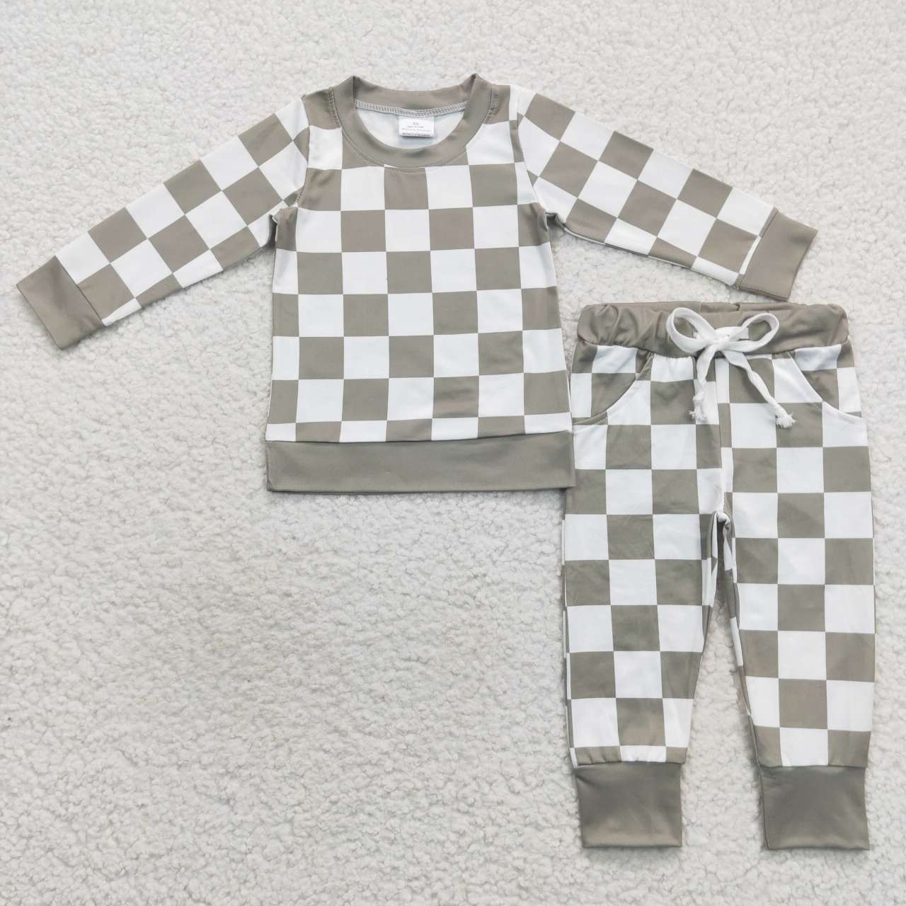 promotion BLP0272 Green grey Plaid Boys Long Sleeve Pants Outfits Pajamas