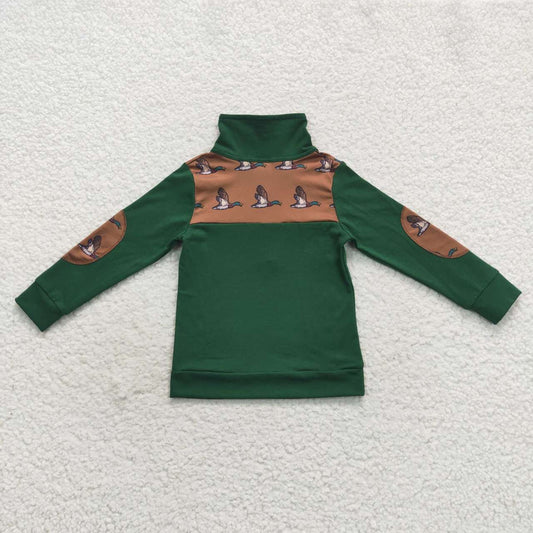 BT0280  Green Duck Boys Long Sleeve Top Collar Polo Pullover T-Shirts RTS Free Shipping Over $100