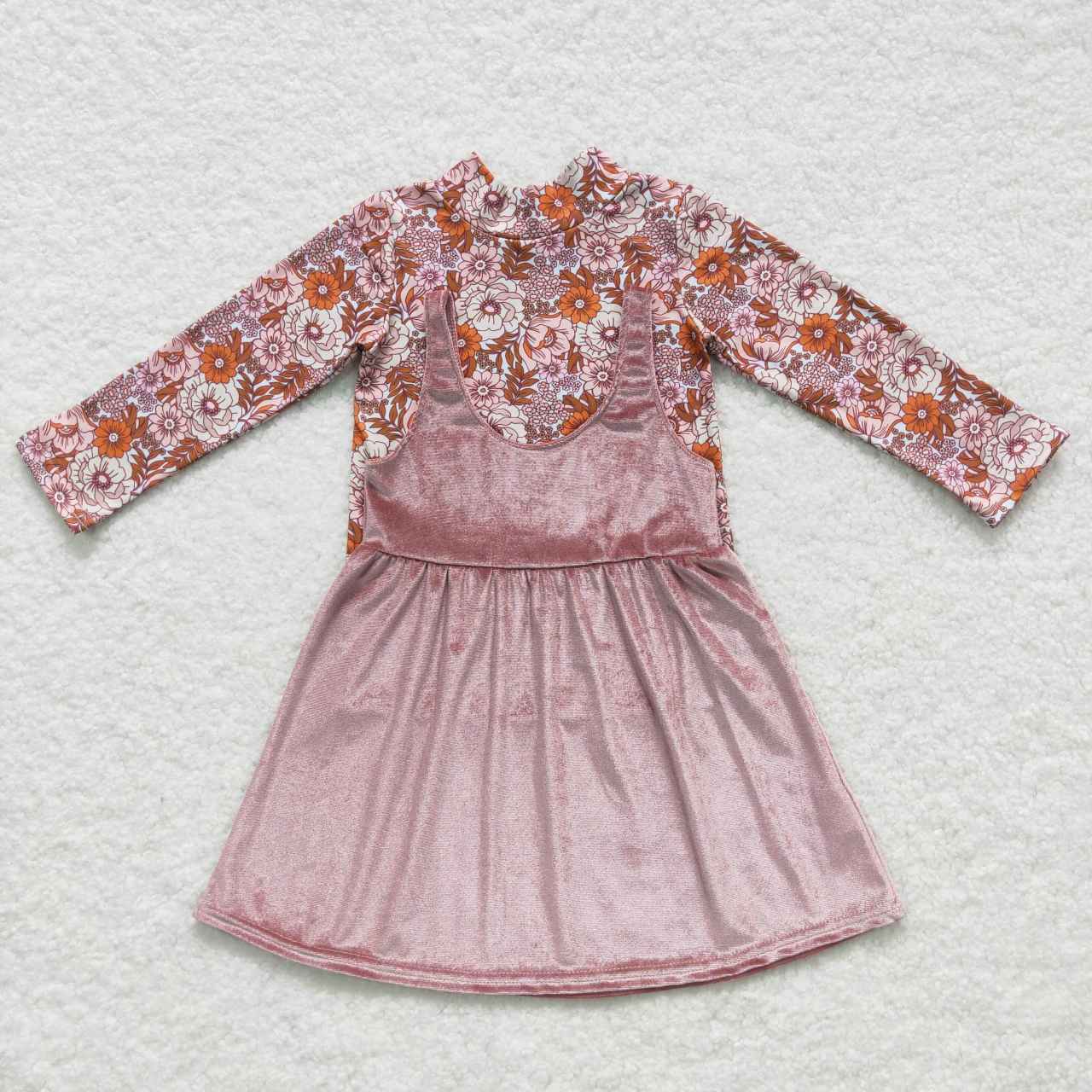 GT0283 GSD0454 Pink Girls Long Sleeve With Skirt Overall Dresses Outfits