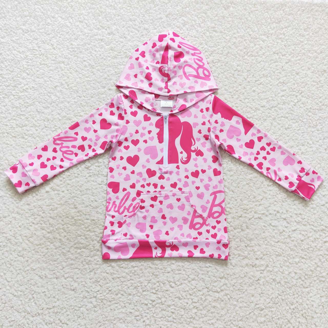 GT0289 Pink Cartoon Girls Long Sleeve Hoodies Top