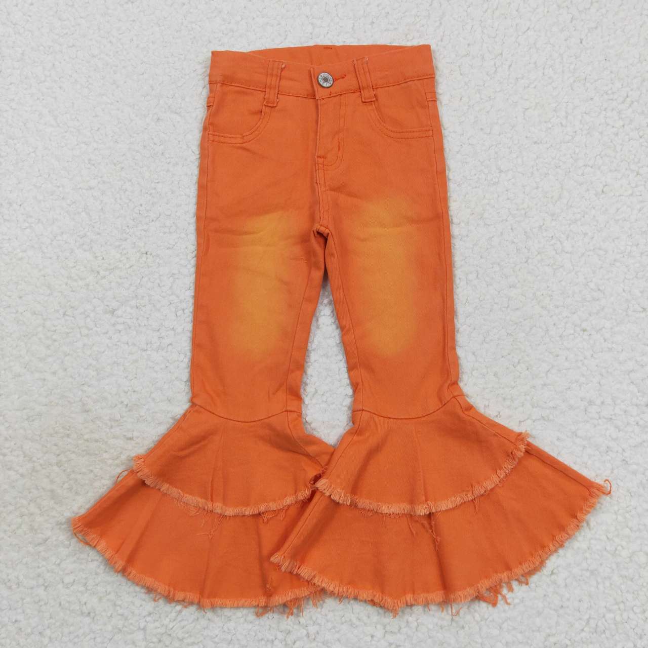 P0322 Orange Girls Bell Pants Denim Jeans