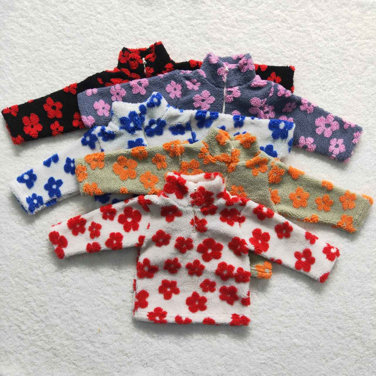 GT0271 Red Floral Girls Long Sleeve Top Pullover Coat