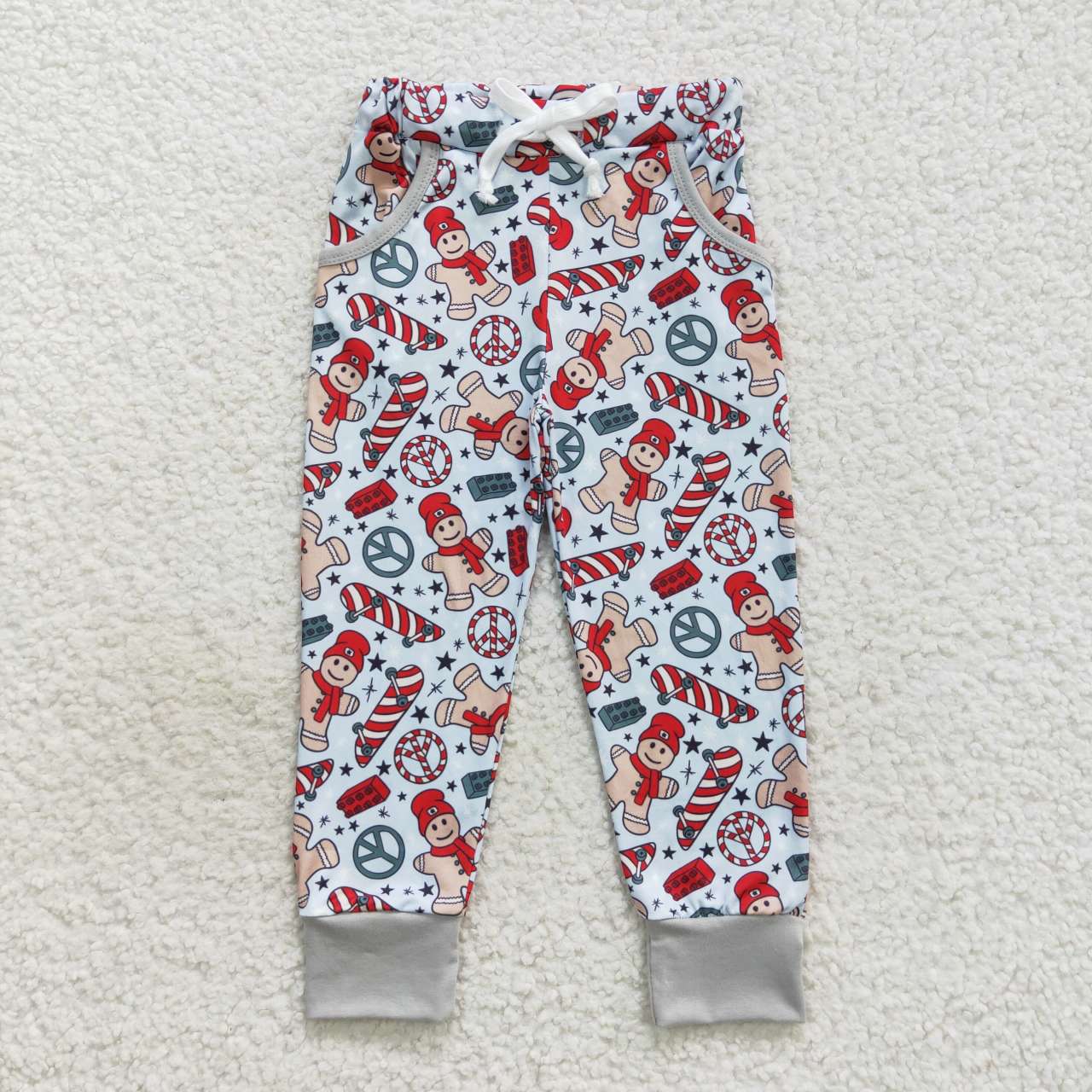 P0289 Christmas Gingerbread Print Girls Long Pants