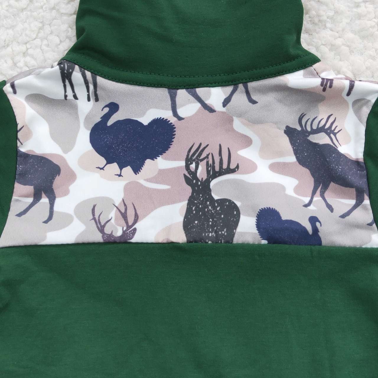 BT0277 Green Deer Camo Winter Boys Long Sleeve Top Collar T-Shirts
