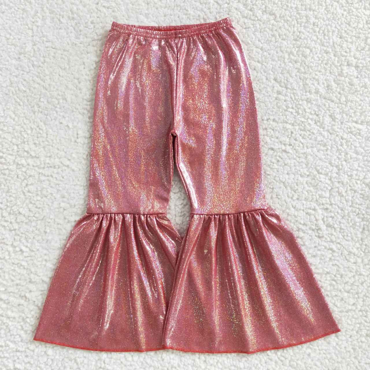 P0181 Pink Sequin Print Girls Long Pants