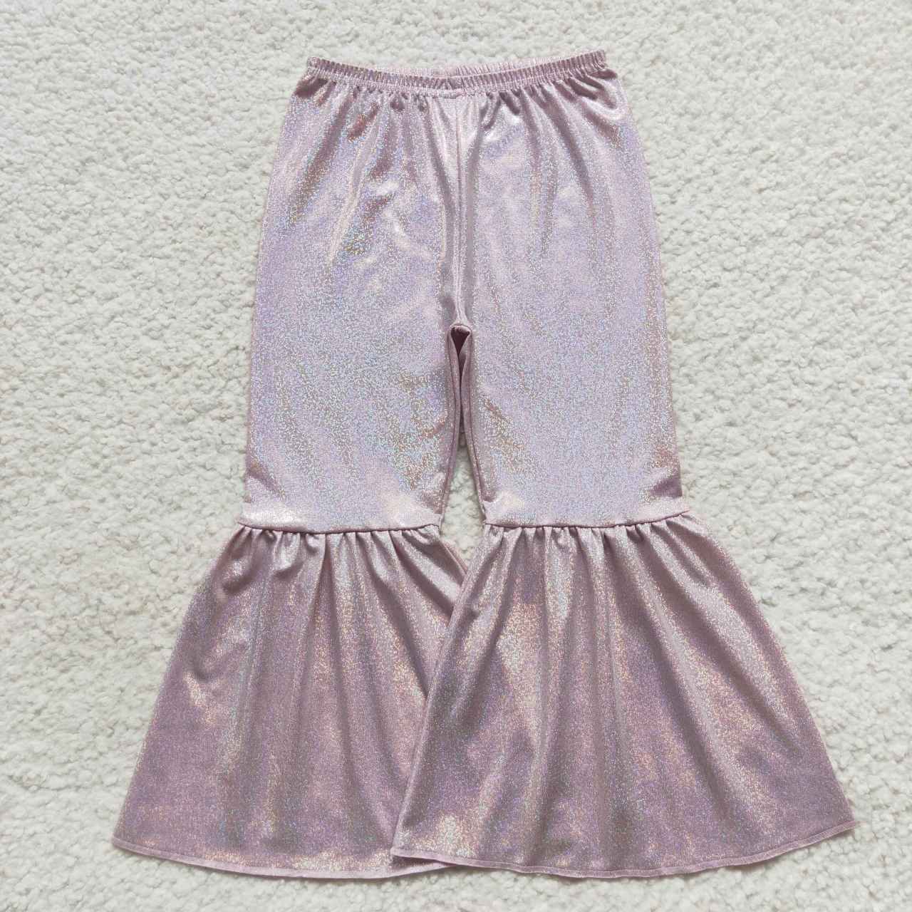 P0179 Pink Sequin Print Girls Long Pants