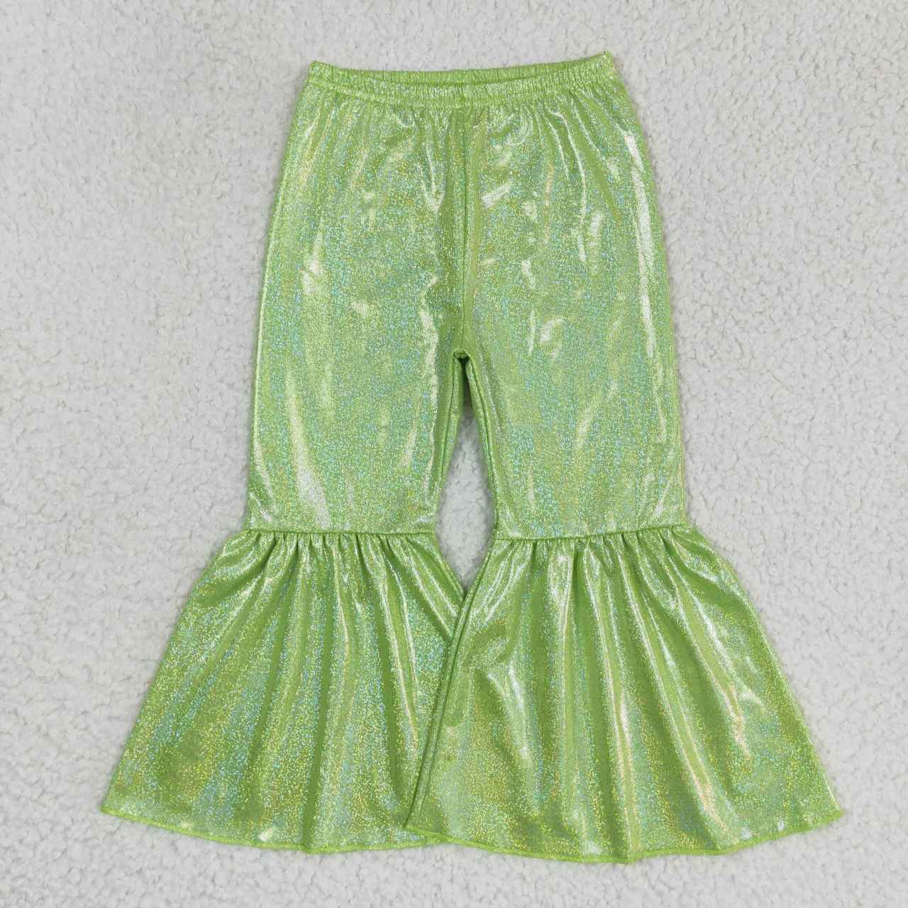 P0189 Green Sequin Print Girls Long Pants