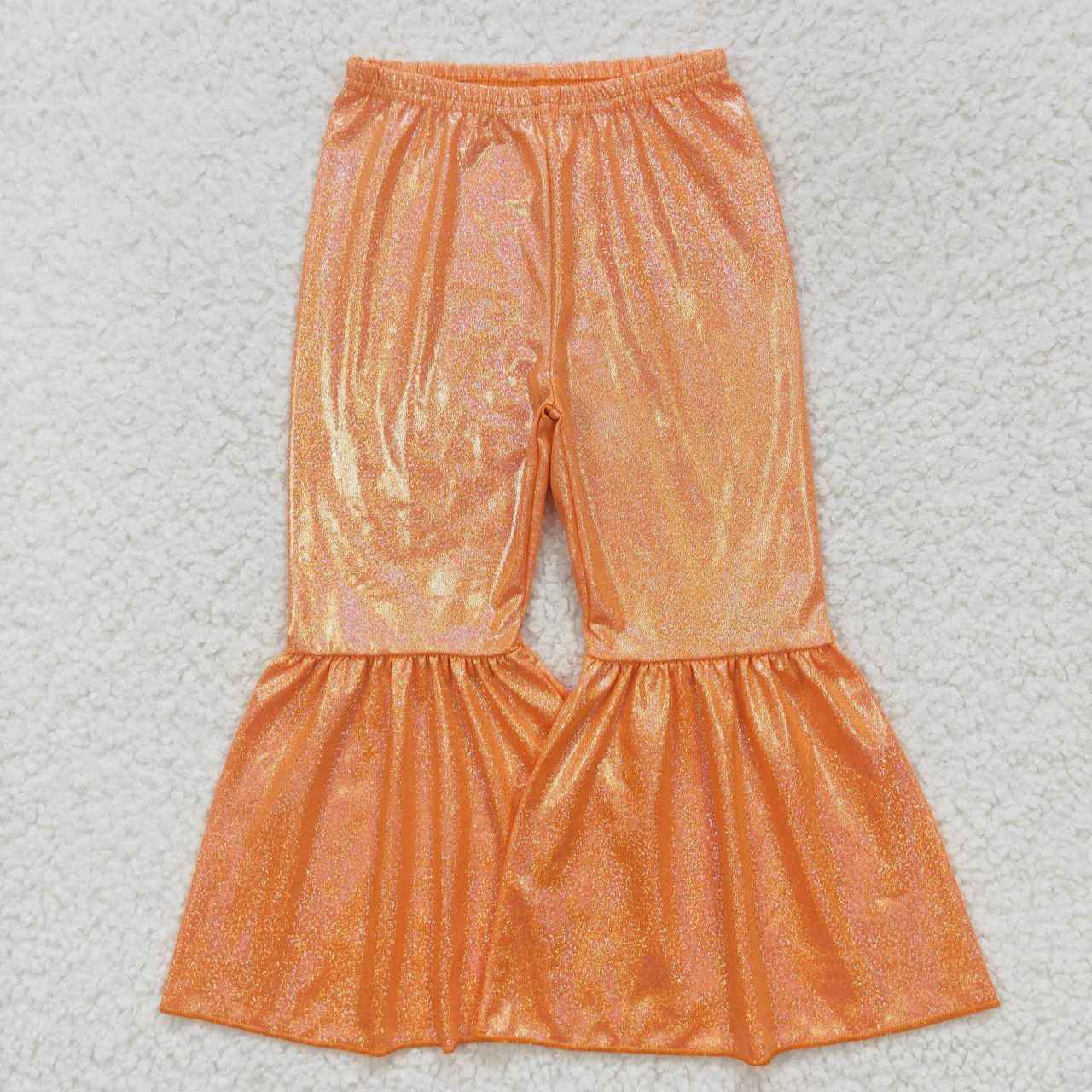 P0188 Orange Sequin Print Girls Long Pants