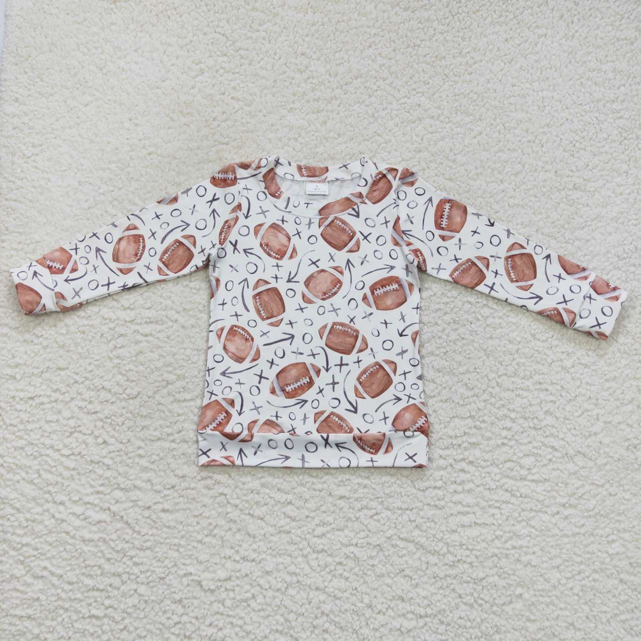 BT0310 Brown Football Girls Long Sleeve Top T-shirts