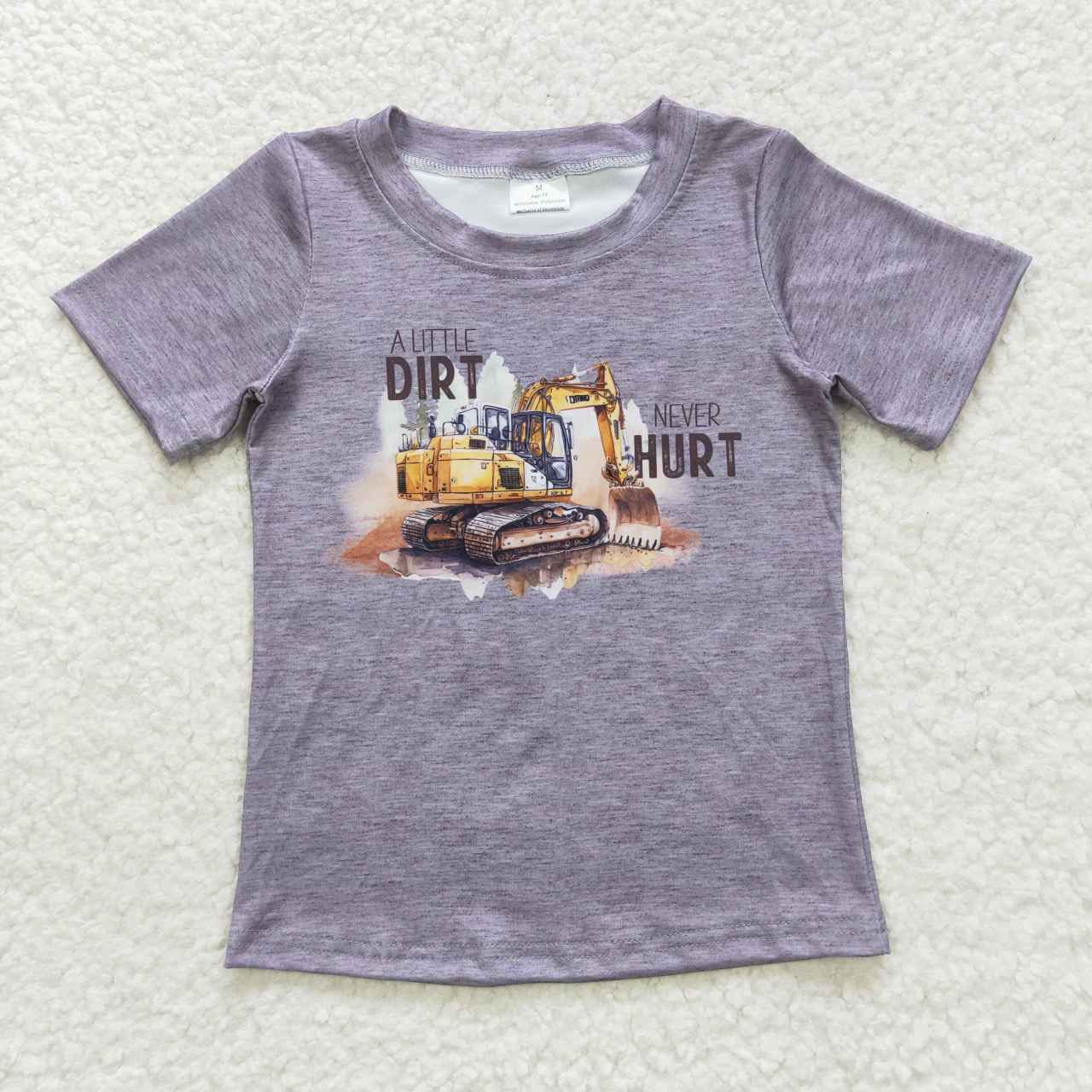 BT0341 Grey A little dirt never hurt Truck Built Boys Short Sleeve Top T-shirts