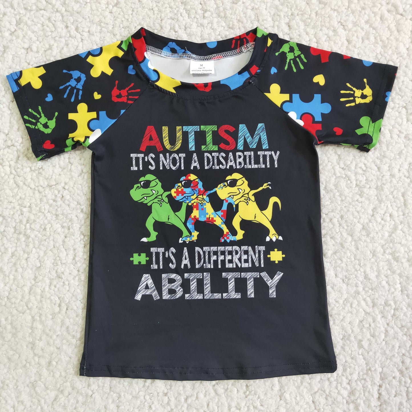 Promotion RTS E3-20 AUTISM Black Short Sleeve Top Boys T-shirts