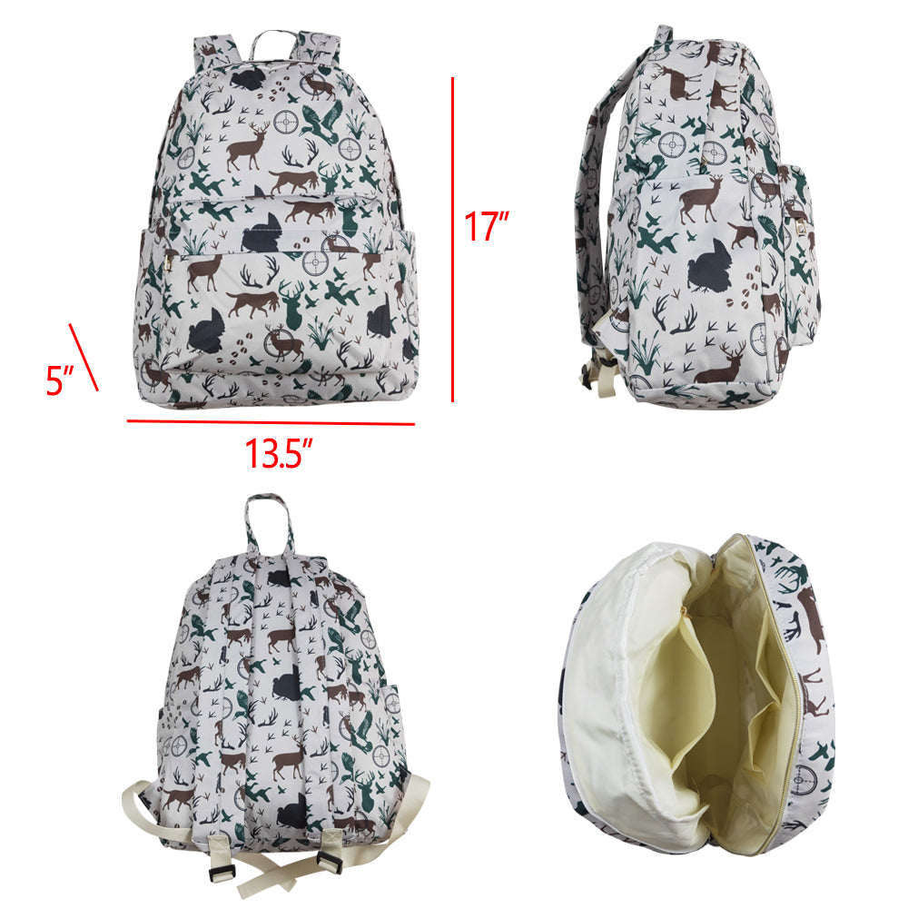 BA0231 Deer Duck Hunting White Backpack PU Leather 5*13.5*17 inches Bag RTS 202509
