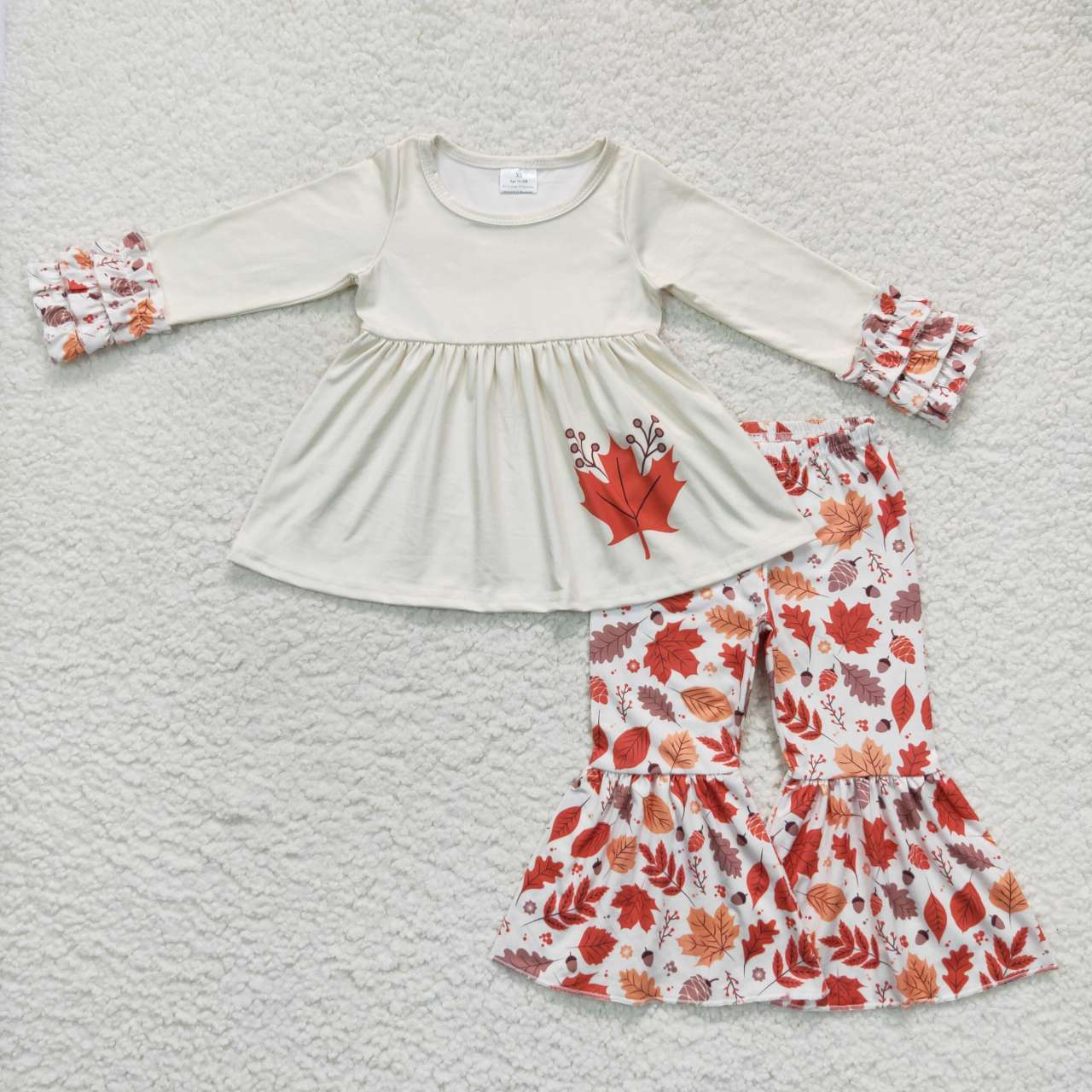GLP0736 Red Fall Leaf Girls Long Sleeve Pants Outfits